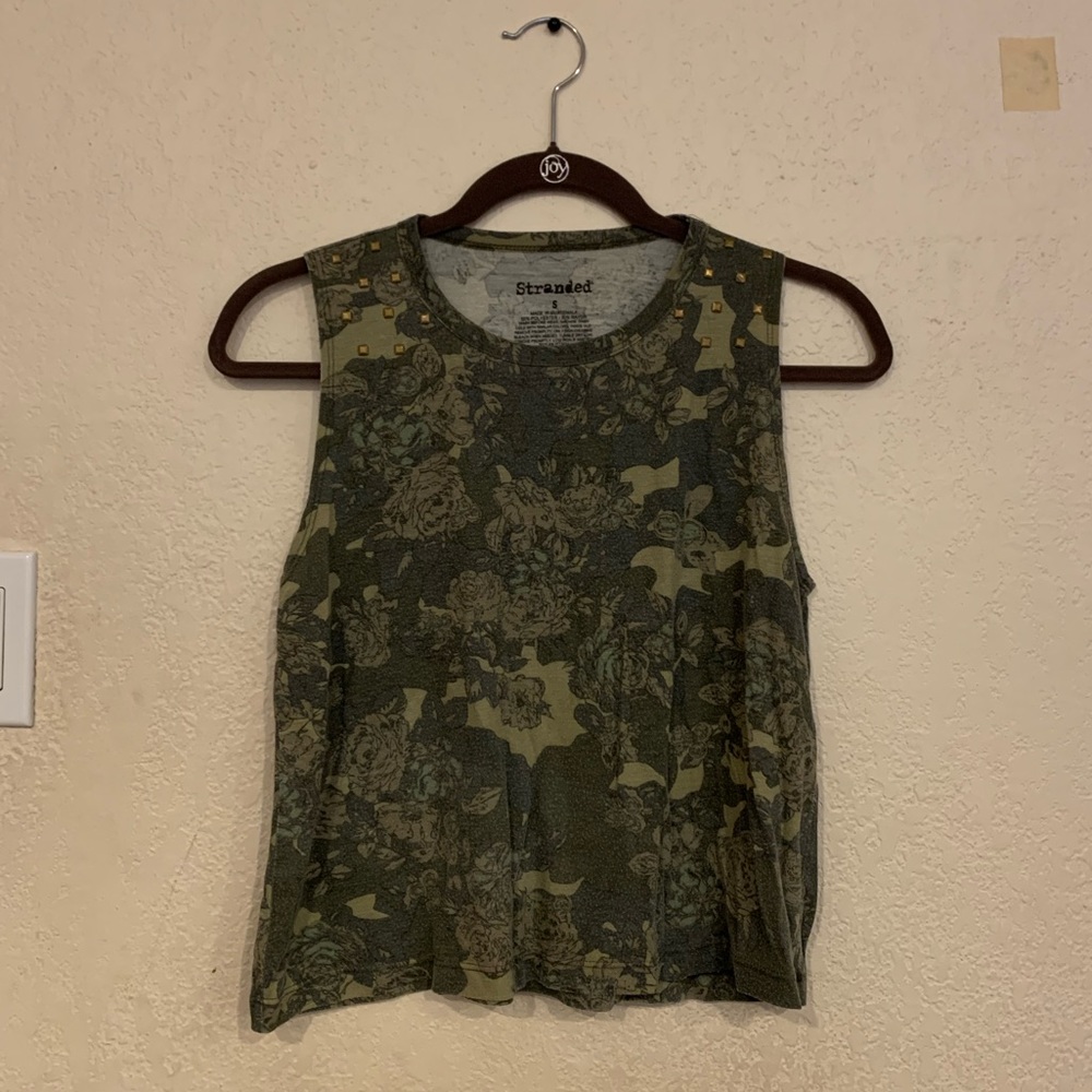 Floral Camouflage Studded Tank Top